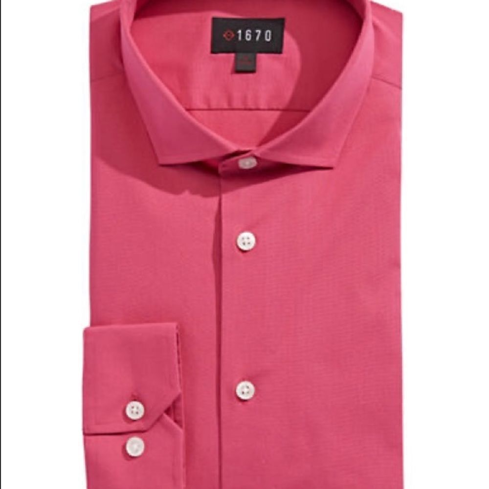 1670 Slim-fit Stretch Cotton Dress Shirt-red-16-34/35